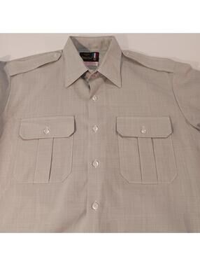 Uniforms By Flying Cross Double Pocket Men's Green Shirt Long Sleeve Size 17